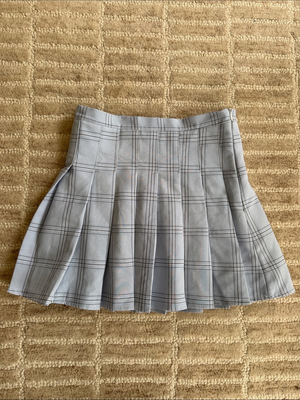 Princess Polly Light Blue Plaid Pleated Mini Skirt
